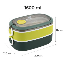 Двохсекційний ланчбокс з наповненням 1600 мл, зелений