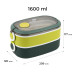 Двохсекційний ланчбокс з наповненням 1600 мл, зелений