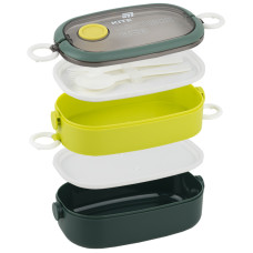 Двохсекційний ланчбокс з наповненням 1600 мл, зелений