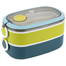Ланчбокс подвійний з наповненням 1600 мл, синій