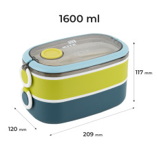 Ланчбокс подвійний з наповненням 1600 мл, синій