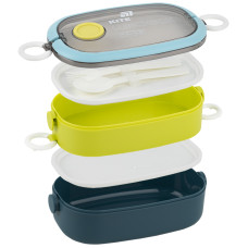 Ланчбокс подвійний з наповненням 1600 мл, синій