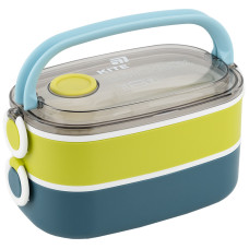 Ланчбокс подвійний з наповненням 1600 мл, синій
