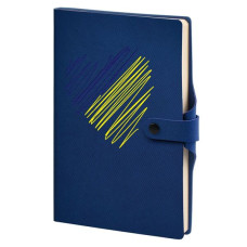 Записна книжка А5 в крапку Twill на кнопці синя, тиснення 