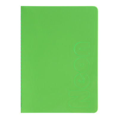 Книга записна NEON, А5, 80 аркушів, клітинка, зшита обкладинка PVC, зелена
