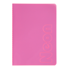 Записна книжка NEON, А5, 80 аркушів, клітинка, зшита обкладинка PVC, рожева