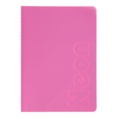 Книга записна NEON, А5, 80 аркушів, клітинка, зшита обкладинка PVC, рожева