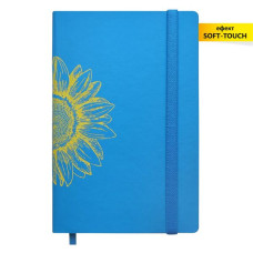 Записна книжка А5 в крапку Vienna на гумці блакитна, тиснення 