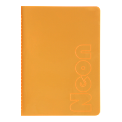 Книга записна NEON, А5, 80 аркушів, клітинка, зшита обкладинка PVC, помаранчева