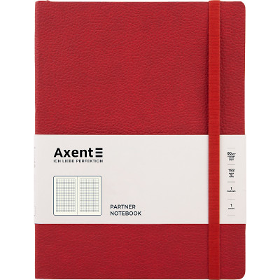 Книга записна Partner Soft L, 190*250, 96 арк, кліт, червон - 8615-06-A Axent