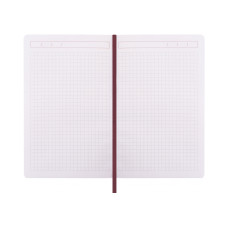 Деловая записная книжка SQUARE, А5, твердая обложка, резинка, белый блок клетка, коричневый