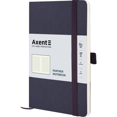 Книга записна Partner Soft Skin,125*195, 96арк, кліт, синя - 8616-02-A Axent