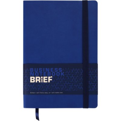 Блокнот діловий BRIEF А5, 96 арк, чистий, обкладинка штучна шкіра, синій - BM.295004-02 Buromax