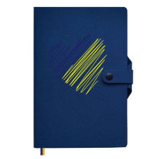Записна книжка А5 в лінію Twill на кнопці синя, тиснення 