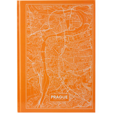 Книга записна А4 Maps Prague, 96арк., кліт., персиковий