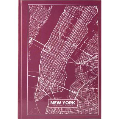 Книга записна Axent Maps New York 8422-543-A, A4, 210x295 мм, 96 листів, клітка, тверда обкладинка, рожево-коричнева