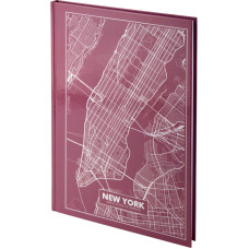 Книга записна А4 Maps New York, 96арк., кліт., рожево-корич.
