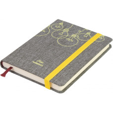 Деловая записная книжка IDEA, А6, твердая обложка текстиль, резинка, кремовый блок линия