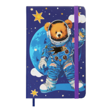 Книжка записна BEAR на гумці, А6, 80 арк., клітинка., офсет крем., тв.лам.обл., синя, KIDS LINE