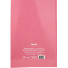 Книга записная Axent Pastelini 8422-410-A, A4, 210x295 мм, 96 листов, клетка, твердая обложка, розовая