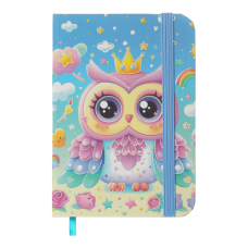 Книжка записна OWL на гумці, А7, 80 арк., клітинка., офсет крем., тв.лам.обл., блакитна, KIDS LINE