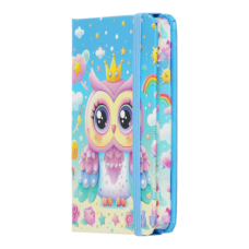 Книжка записна OWL на гумці, А7, 80 арк., клітинка., офсет крем., тв.лам.обл., блакитна, KIDS LINE