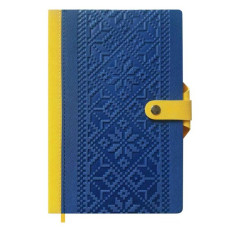 Записна книжка А5 в клітинку Twill на кнопці синьо-жовта