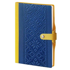 Записна книжка А5 в клітинку Twill на кнопці синьо-жовта