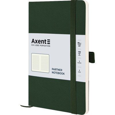 Книга записна Partner Soft Skin,125*195, 96арк, кліт, т. зел - 8616-23-A Axent