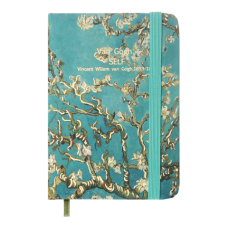 Книжка записна ALMOND BRANCHES, на гумці, А7, 80 арк., клітинка., офсет крем., тв.лам.обл., бірюзова