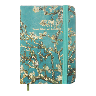 Книжка записна ALMOND BRANCHES, на гумці, А7, 80 арк., клітинка., офсет крем., тв.лам.обл., бірюзова