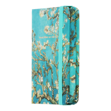 Книжка записна ALMOND BRANCHES, на гумці, А7, 80 арк., клітинка., офсет крем., тв.лам.обл., бірюзова