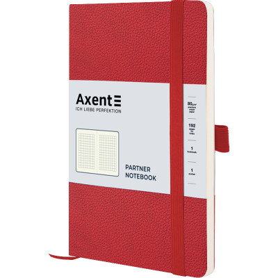 Книга записная Partner Soft 125*195мм 96л клетка на резинке Axent 8616-06 красная