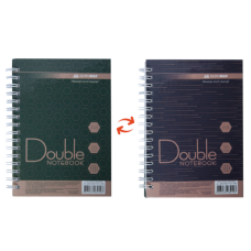 Книга для нотаток DOUBLE А6, 96 арк., пружина, кл., тв. лам. палітурка, зелено-коричневий