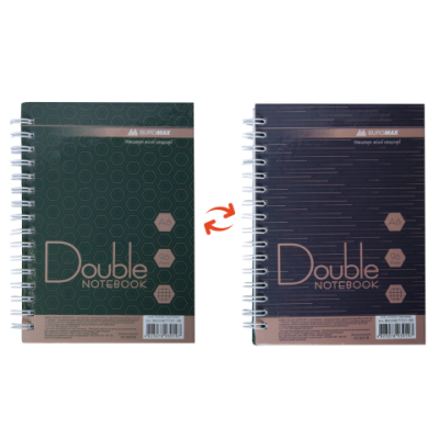 Книга записна DOUBLE, А6, 96 арк., клітинка, тверда ламінована обкладинка, зелена/коричнева
