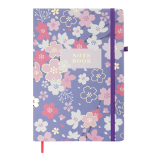 Книжка записна BLOSSOM, на гумці, А5, 80 арк., клітинка., офсет крем., тв.лам.обл., фіолетова