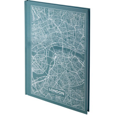 Книга записная Axent Maps London 8422-516-A, A4, 210x295 мм, 96 листов, клетка, твердая обложка, бирюзовая