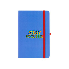Деловая записная книжка STAY FOCUSED, A5, твердая бумажная обложка, резинка, белый блок линия