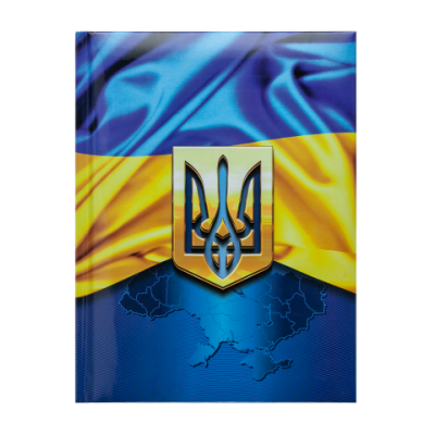 Записна книжка UKRAINE, А5, 80 арк., клітинка, тверда обкладинка, гл. ламінація з поролоном, темно-синя - BM.24582101-03 Buromax