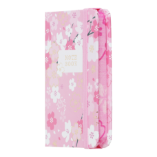 Книжка записна BLOSSOM, на гумці, А7, 80 арк., клітинка., офсет крем., тв.лам.обл., рожева