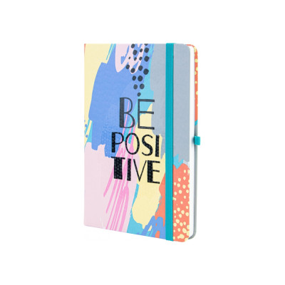 Ділова записна книжка BE POSITIVE, A5, тверда паперова обкладинка, гумка, білий блок лінія