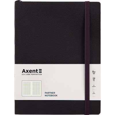 Книга записна Partner Soft L, 190*250, 96 арк, кліт, чорна - 8615-01-A Axent