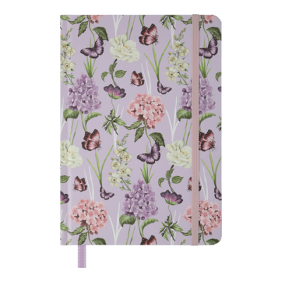 Книжка записна GENTLE, на гумці, А5, 96 арк., клітинка, офсет крем., тв.лам.обл., лавандова