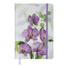 Книжка записна ORCHID, на гумці, А5, 96 арк., клітинка, офсет крем., тв.лам.обл., лавандова