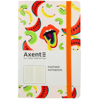Книга записная Axent Partner BBH Soft Fruits 8212-03-A, A5-, 125x195, 96 листов, клетка, гибкая обложка
