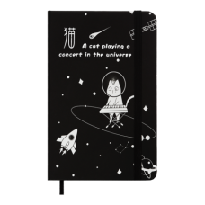 Книжка записна COSMO на гумці, А6, 80 арк., клітинка., офсет крем., тв.лам.обл., чорна, KIDS LINE