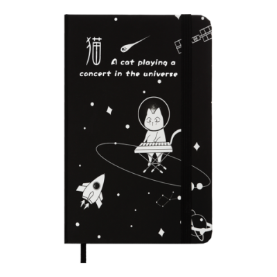Книжка записна COSMO на гумці, А6, 80 арк., клітинка., офсет крем., тв.лам.обл., чорна, KIDS LINE