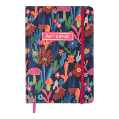 Книжка записна FLORA, на гумці, А5, 96 арк., клітинка, офсет крем., тв.лам.обл., рожева