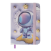 Книжка записна ASTRONAUT на гумці, А7, 80 арк., клітинка., офсет крем., тв.лам.обл., фіолетова, KIDS LINE
