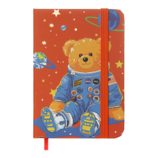 Книжка записна BEAR на гумці, А7, 80 арк., клітинка., офсет крем., тв.лам.обл., помаранчева, KIDS LINE